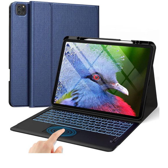 iPad Pro 12.9 Case with Keyboard Case Trackpad 7 Color Backlit Pencil Holder - Picture 2 of 10